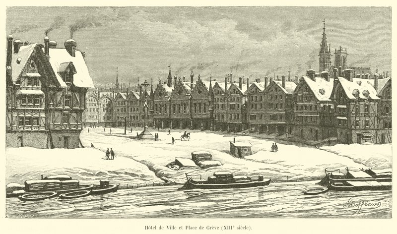 Hotel de Ville und Place de Greve, 13. Jahrhundert von French School