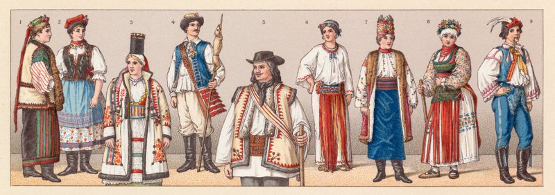 Ungarisches und kroatisches Kostüm von French School