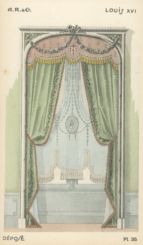 Illustration aus dem Innenarchitektur-Produktkatalog von A R & Cie, Frankreich von French School