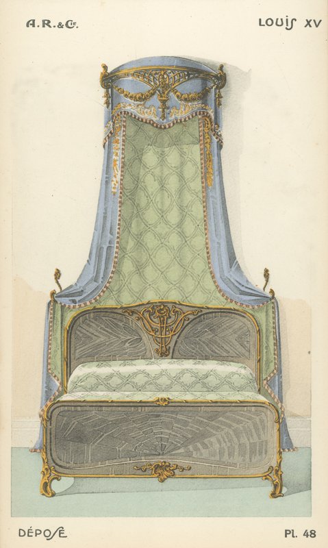 Illustration aus dem Innenarchitektur-Produktkatalog von A R & Cie, Frankreich von French School