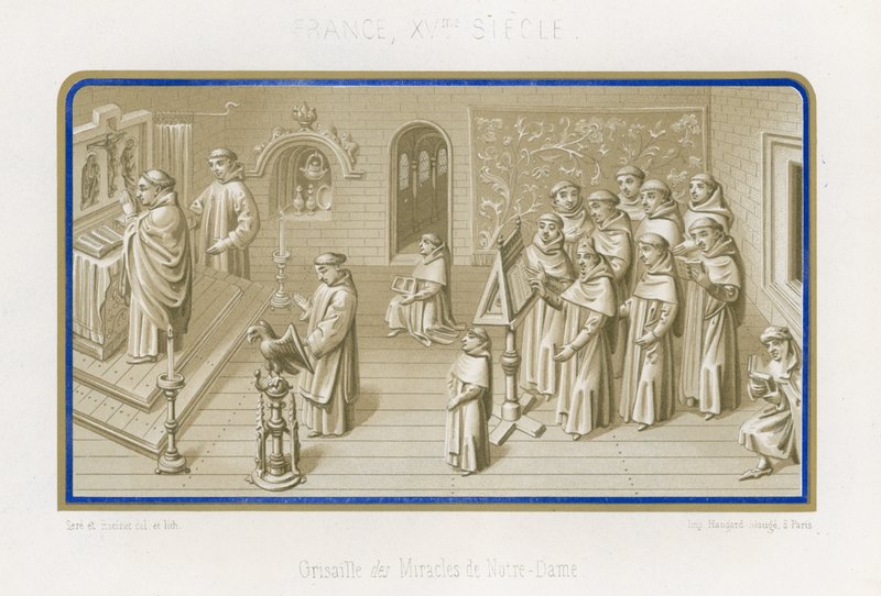 Bild in Grisaille aus Die Wunder Unserer Lieben Frau von French School