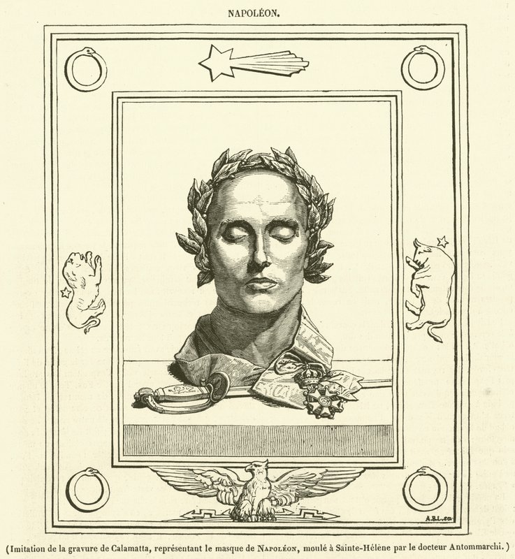 Nachahmung des Stichs von Calamatta, darstellend die Maske Napoleons, geformt auf St. Helena durch Dr. Antommarchi von French School