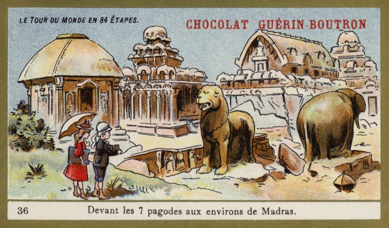 Vor den sieben Tempeln im Gebiet von Madras von French School