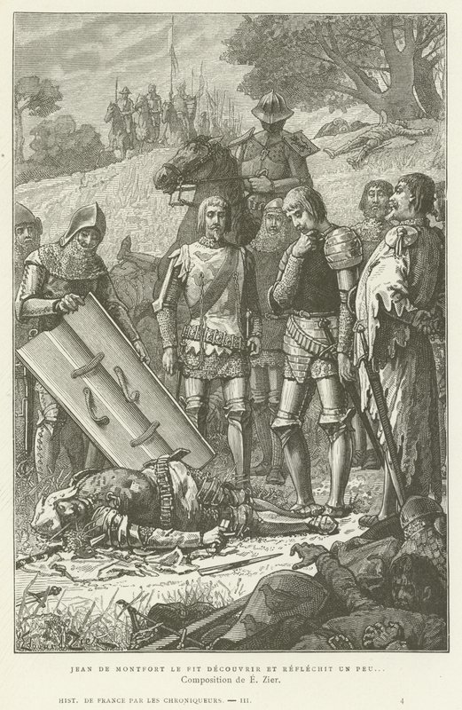 Jean de Montfort entdeckt den Leichnam von Karl von Blois nach der Schlacht von Auray, 1364 von French School