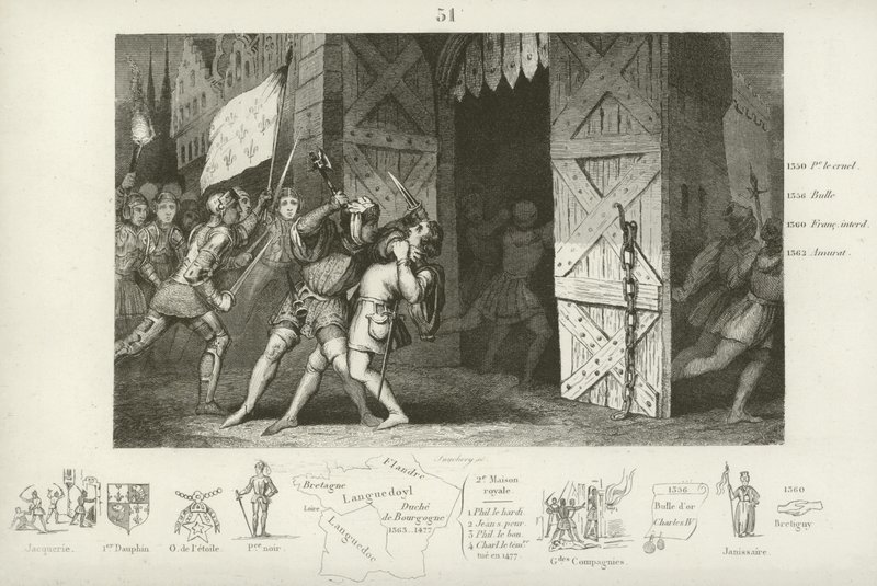 Tötung von Étienne Marcel, Provost der Kaufleute von Paris, durch Jean Maillard, Paris, Juli 1358 von French School