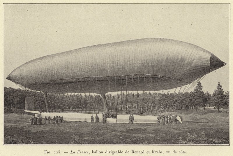 La France, lenkbarer Ballon von Renard und Krebs, seitlich gesehen von French School