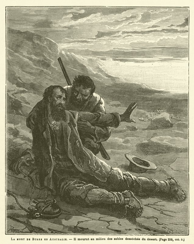 Der Tod von Burke in Australien (Gravur) von French School