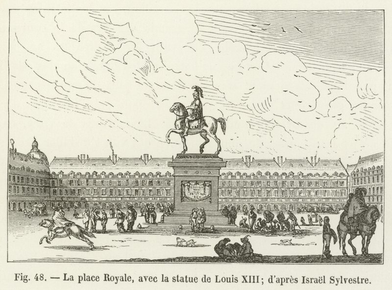 Der Place Royale mit der Statue von Louis XIII. (nach Israel Sylvestre) von French School