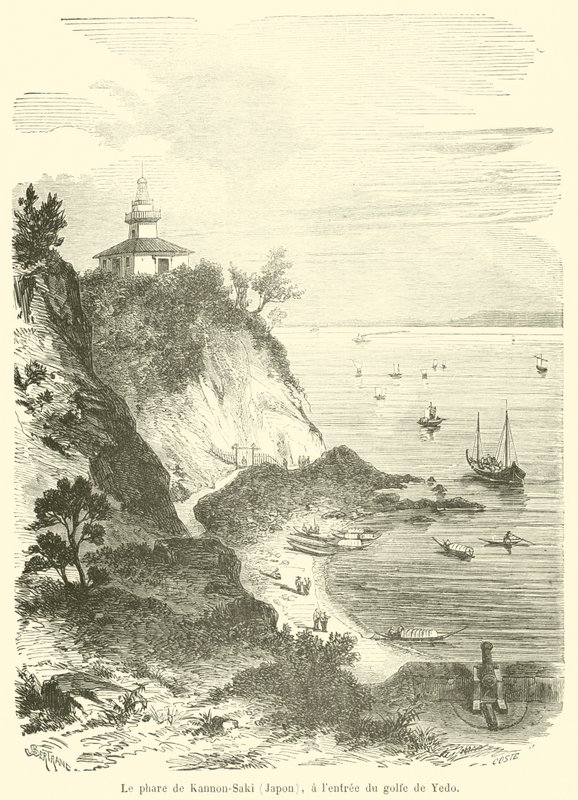 Der Leuchtturm von Kannon-Saki (Japan) am Eingang des Golfs von Yedo von French School