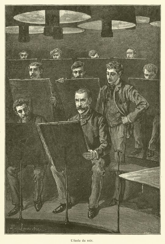 Die Abendschule (Gravur) von French School