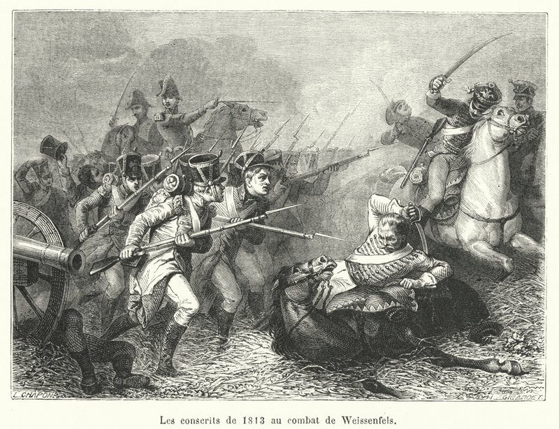 Die Rekruten von 1813 in der Schlacht von Weißenfels von French School