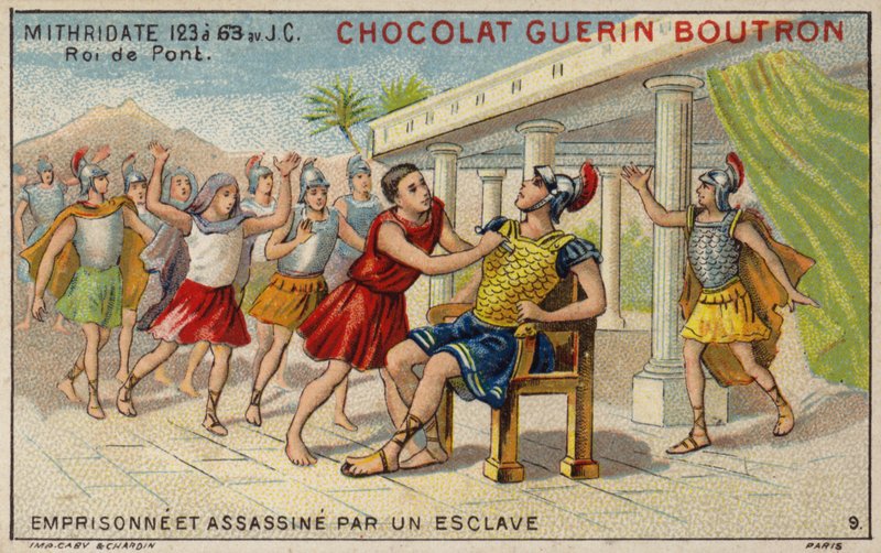 Mithridates VI. von Pontus, eingesperrt und von einem Sklaven ermordet von French School