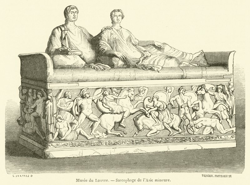 Louvre-Museum, Sarkophag aus Kleinasien (Gravur) von French School