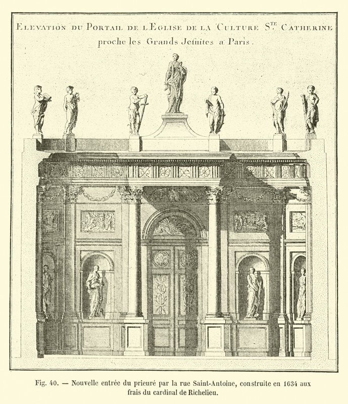 Neuer Eingang des Priorats durch die Rue Saint-Antoine, 1634 auf Kosten des Kardinals von Richelieu erbaut von French School