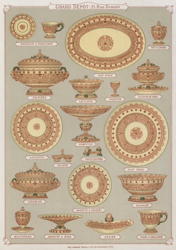 Seite aus dem Katalog des Grand Depot de Porcelaines, Faiences et Verreries von French School
