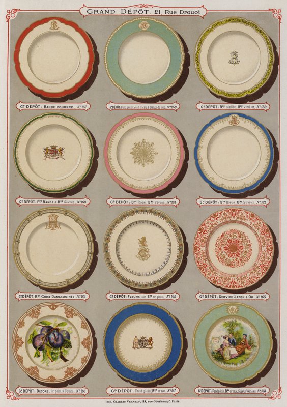 Seite aus dem Katalog des Grand Depot de Porcelaines, Faiences et Verreries von French School