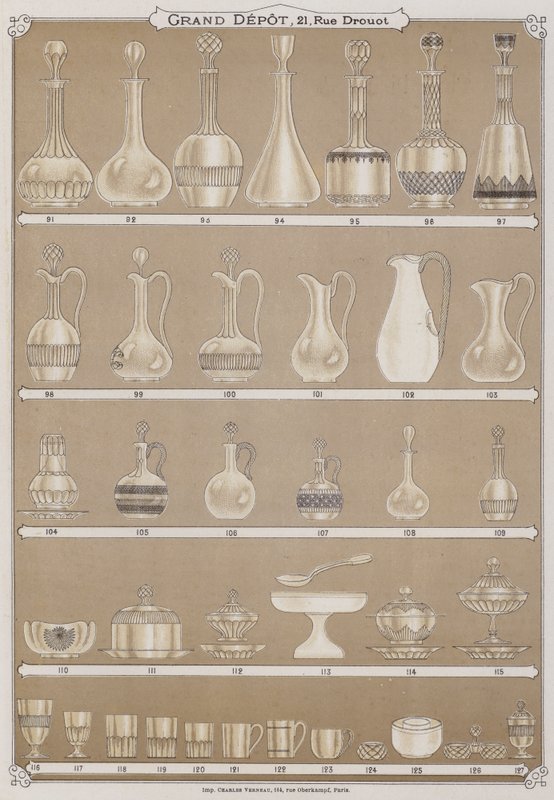 Seite aus dem Katalog des Grand Depot de Porcelaines, Faiences et Verreries von French School