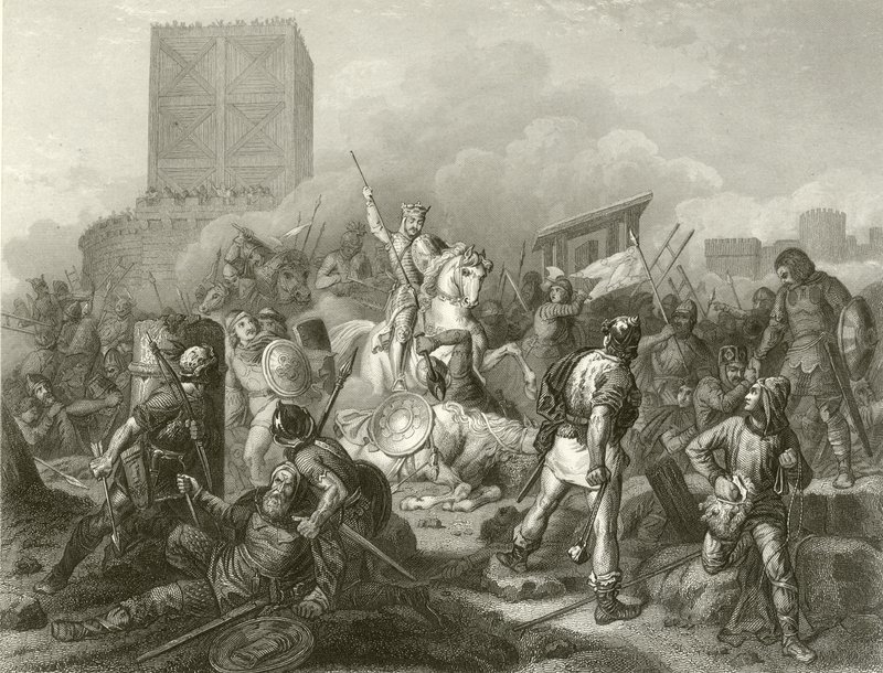 Paris belagert von den Normannen, 885 von French School