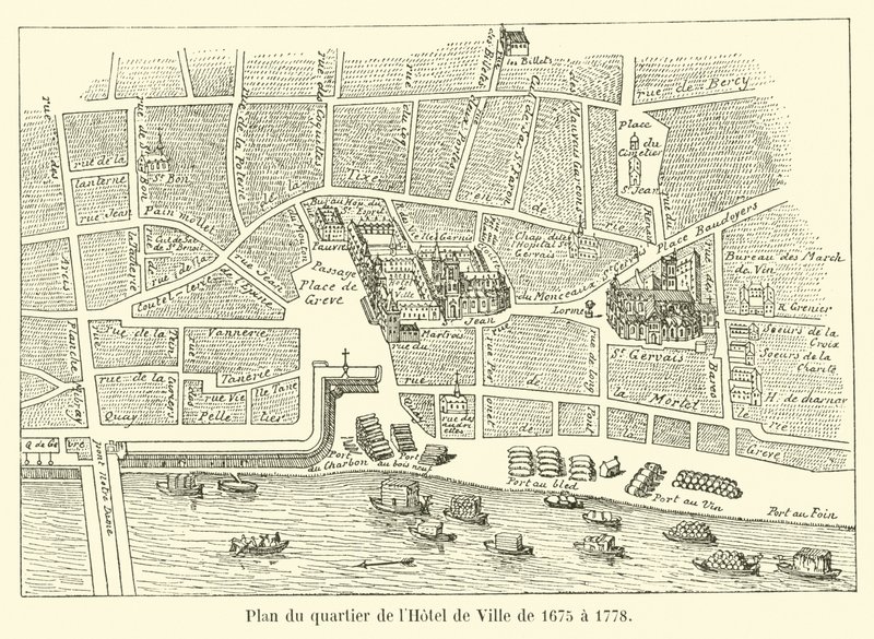 Plan des Viertels des Hotel de Ville von 1675 bis 1778 von French School
