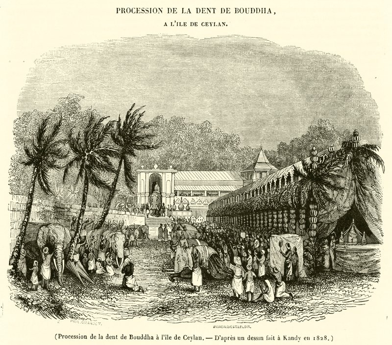 Prozession des Zahns von Buddha auf der Insel Ceylon von French School