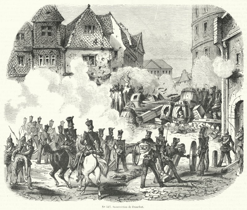 Aufstand in Frankfurt, Deutschland, September 1848 von French School