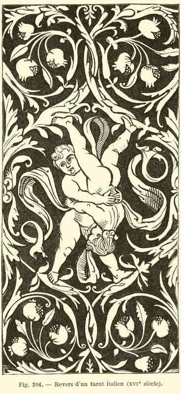 Rückseite einer italienischen Tarotkarte von French School