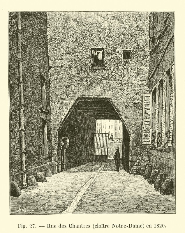 Rue des Chantres, Kloster Notre-Dame, im Jahr 1820 von French School