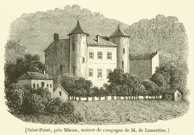 Saint-Point, bei Macon, Landhaus von M. de Lamartine (Gravur) von French School