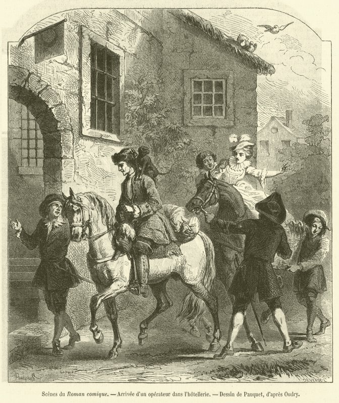 Szenen aus dem Roman comique, Ankunft eines Operateurs im Gasthaus von French School
