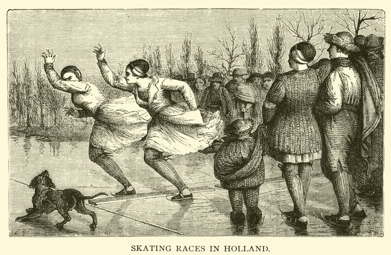 Schlittschuhrennen in Holland (Gravur) von French School