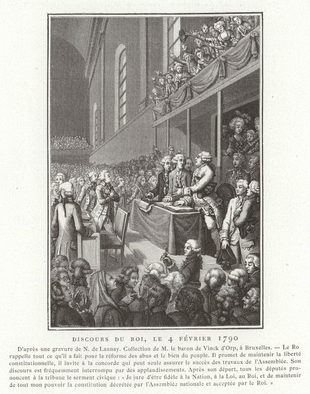 Rede von König Ludwig XVI. von Frankreich vor der Nationalversammlung, Französische Revolution, 4. Februar 1790 von French School