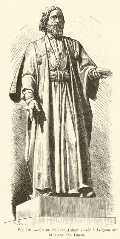Statue von Jean Althen, errichtet in Avignon auf dem Platz der Päpste von French School