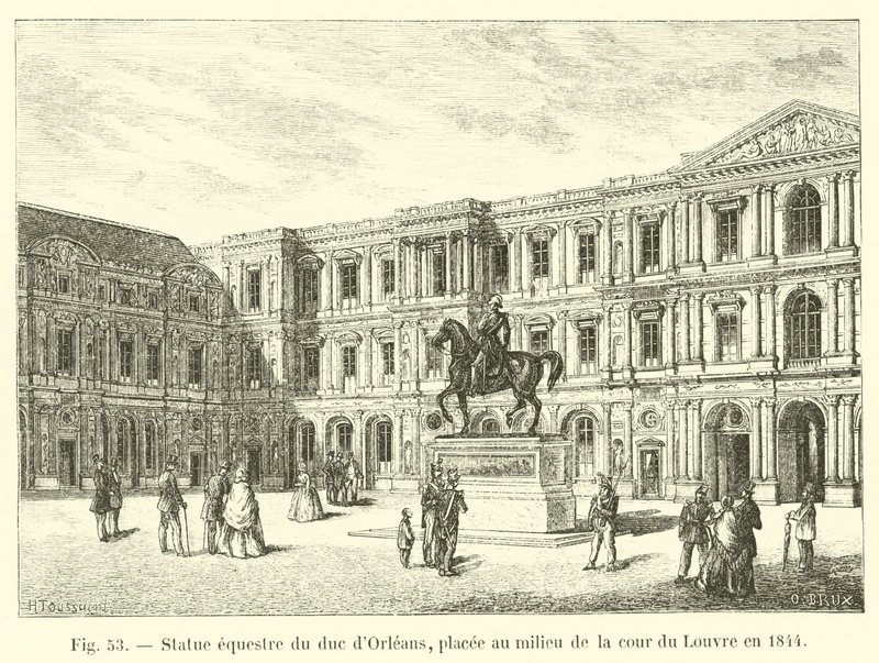 Reiterstatue des Herzogs von Orléans, aufgestellt in der Mitte des Hofes des Louvre im Jahr 1844 von French School