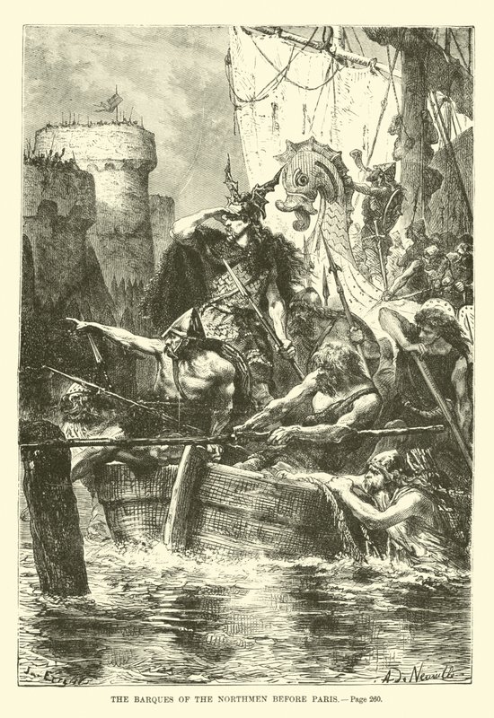 Die Boote der Nordmänner vor Paris von French School