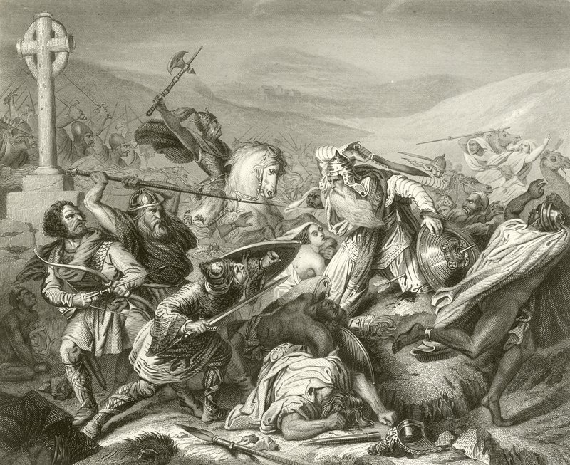 Die Schlacht von Tours, 732 von French School