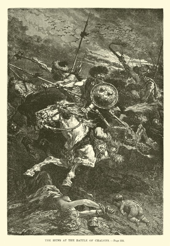 Die Hunnen in der Schlacht von Chalons von French School