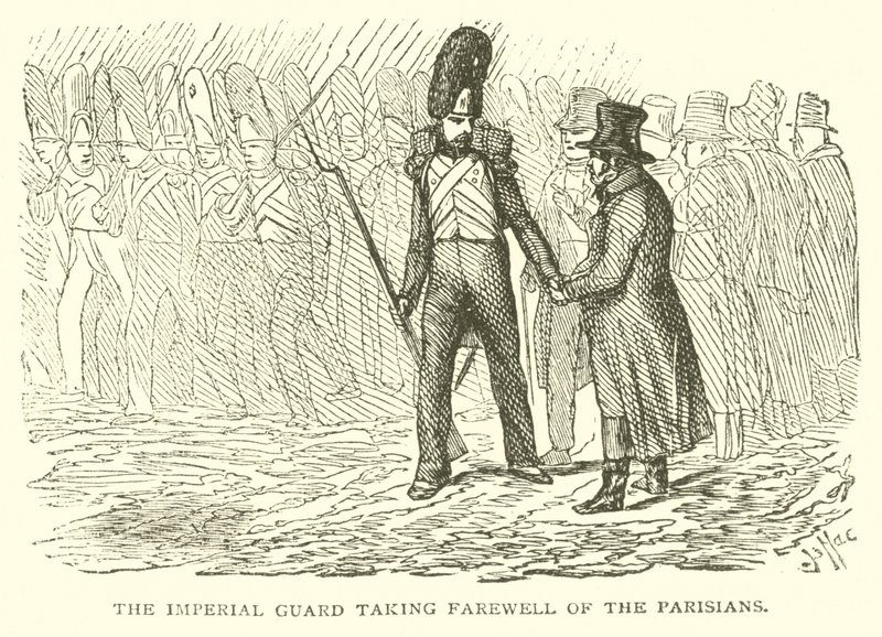 Die kaiserliche Garde verabschiedet sich von den Parisern (Gravur) von French School