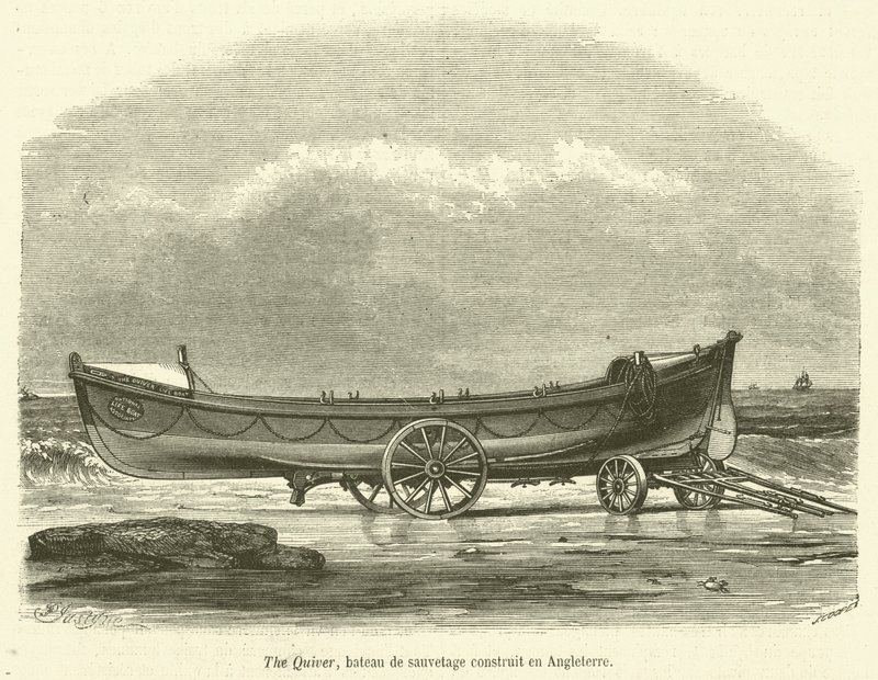 Der Köcher, Rettungsboot gebaut in England (Gravur) von French School