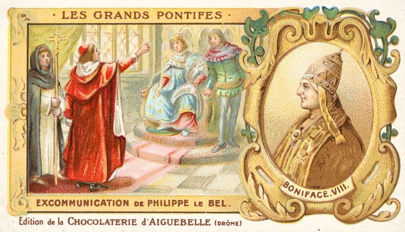 Die Exkommunikation von Philipp IV. von Frankreich durch Papst Bonifatius VIII. von French School