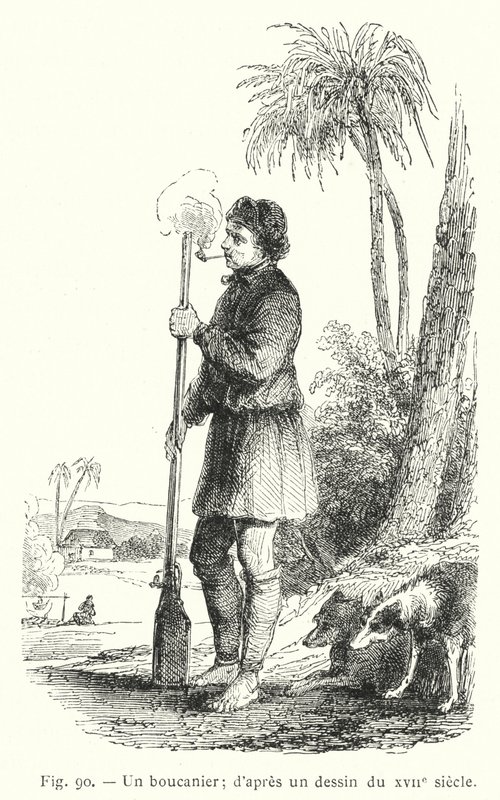 Ein Bukanier; nach einer Zeichnung aus dem XVII. Jahrhundert (Stich) von French School