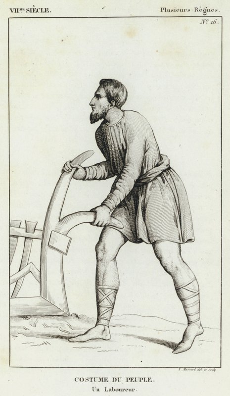 7. Jahrhundert, mehrere Herrschaften, Kostüm des Volkes, ein Bauer (Gravur) von French School