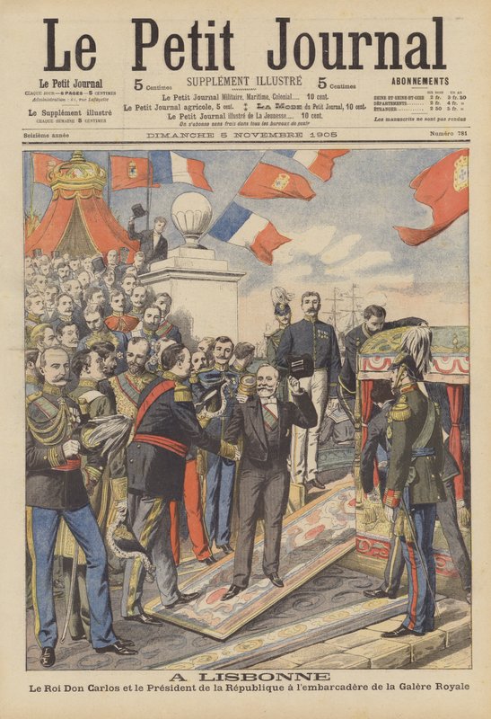Besuch des französischen Präsidenten in Lissabon (Farblithografie) von French School
