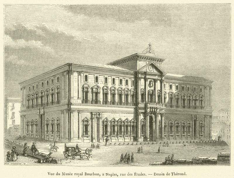 Ansicht des Königlichen Bourbon-Museums in Neapel, Rue des Etudes von French School