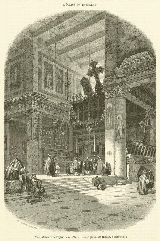 Innenansicht der Kirche Sainte-Marie, gegründet von der heiligen Helena, in Bethlehem von French School