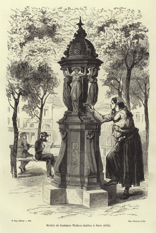 Wallace-Brunnen, installiert in Paris 1872 von French School