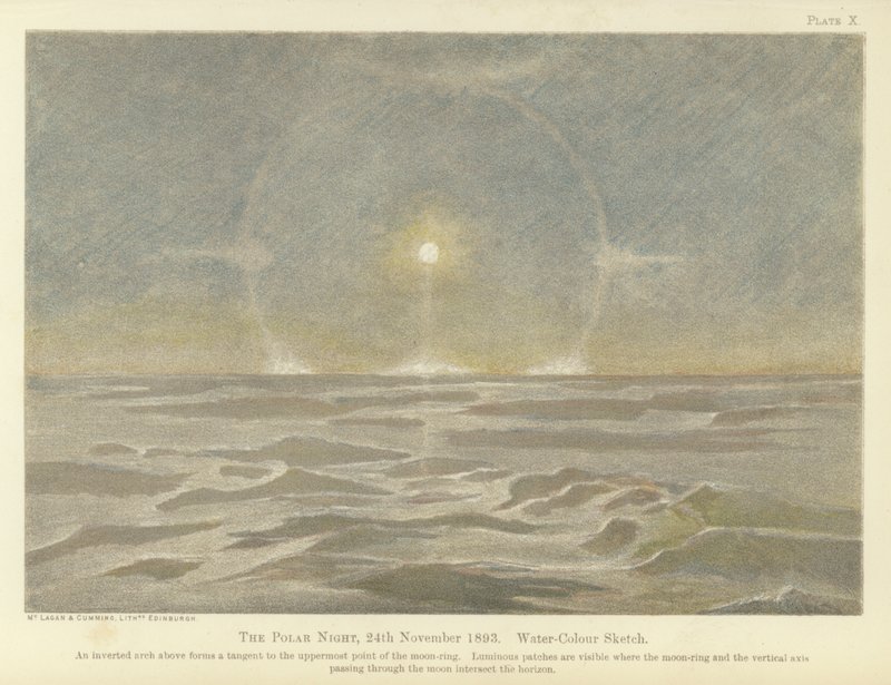 Die Polarnacht, 24. November 1893, Aquarellskizze von Fridtjof Nansen