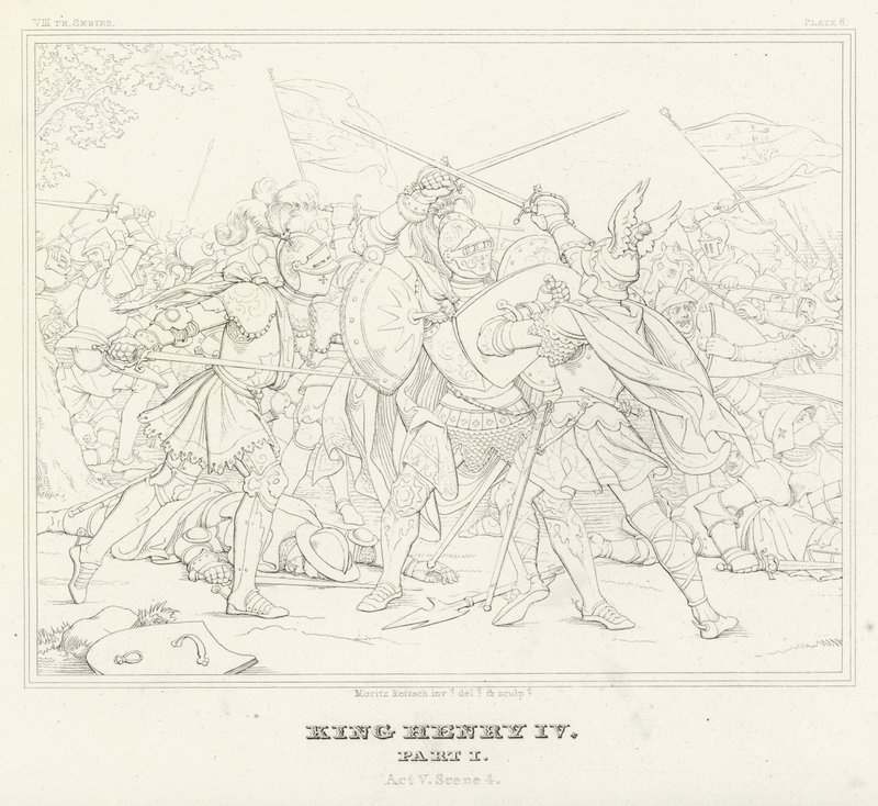 König Heinrich IV., Teil I, Akt V, Szene 4 (Gravur) von Friedrich August Moritz Retzsch