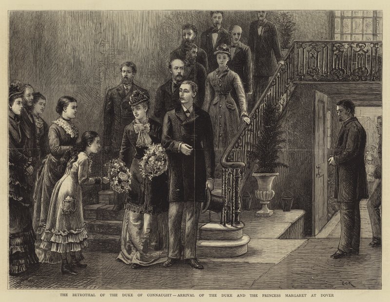 Die Verlobung des Herzogs von Connaught, Ankunft des Herzogs und der Prinzessin Margaret in Dover von George Goodwin Kilburne
