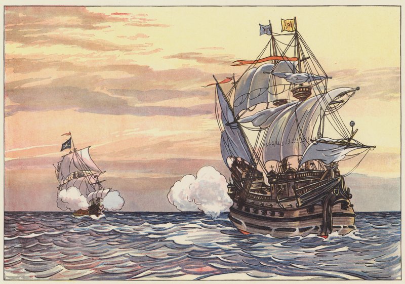 Ein spanischer Kaufmann wird von einem Piraten verfolgt von George Alfred Williams