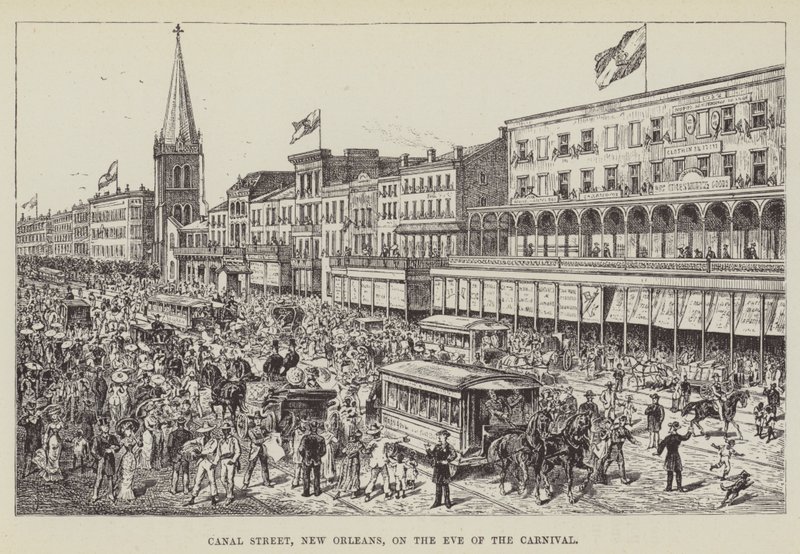 Canal Street, New Orleans, am Vorabend des Karnevals von George Augustus Sala